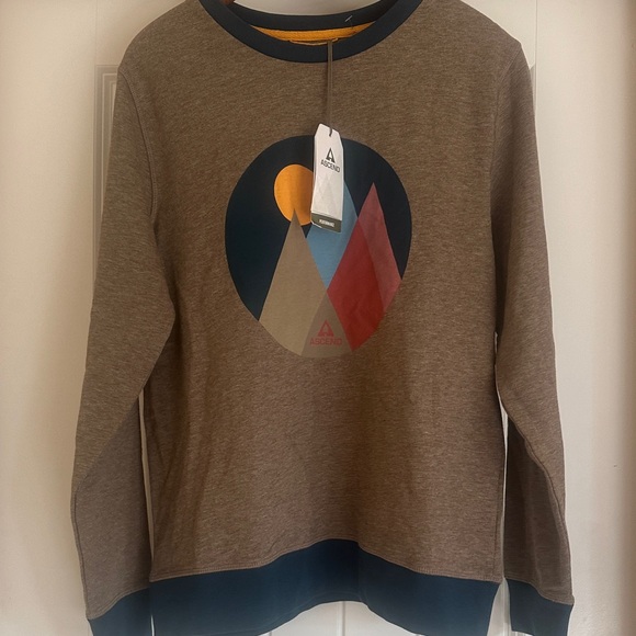 Ascend Tops - Ascend Tan Long Sleeve Tee with Geometric Graphic